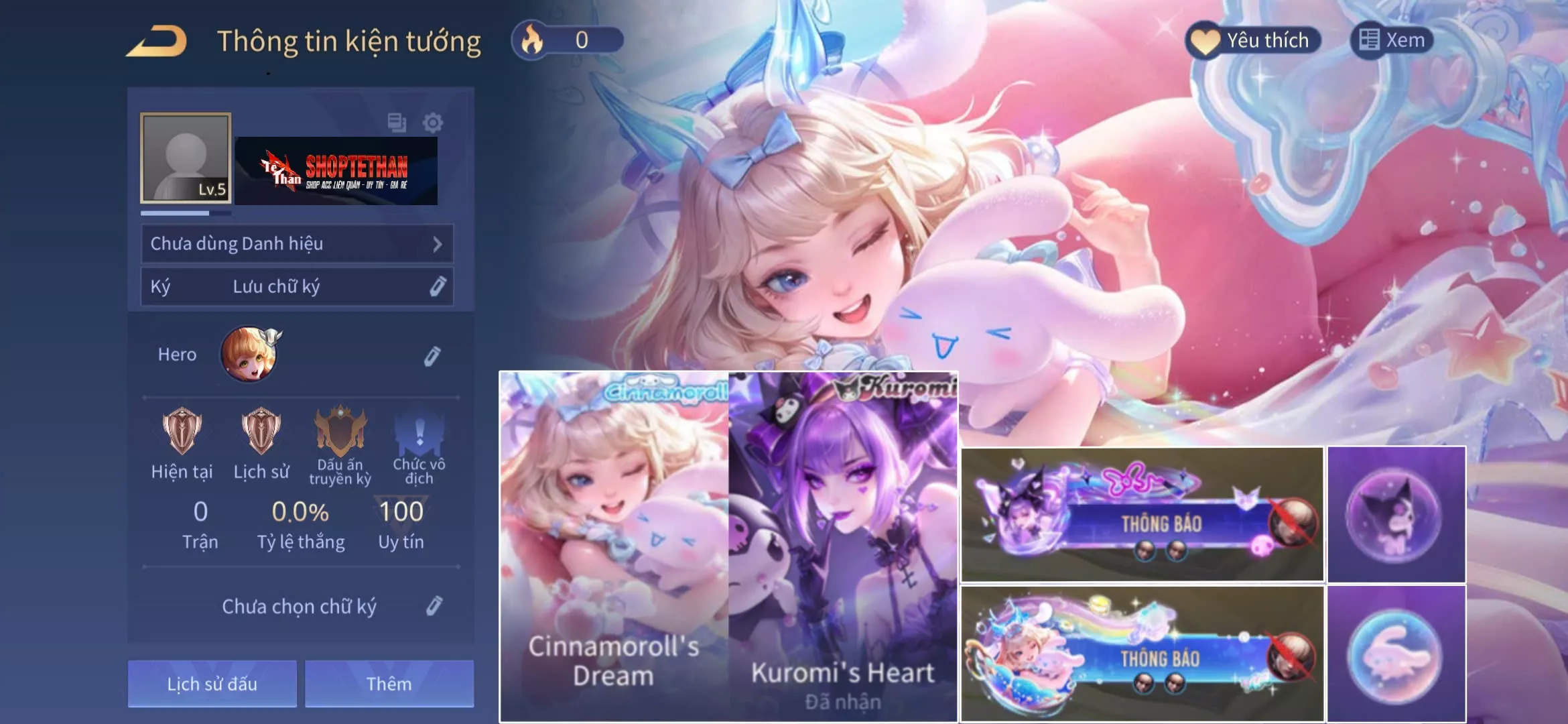 ACC REG LQ: Aya Cinnamorolls Dream và Natalya Kurumis Heart, full phụ kiện, sẵn tướng, trắng thông tin, free đổi tên
